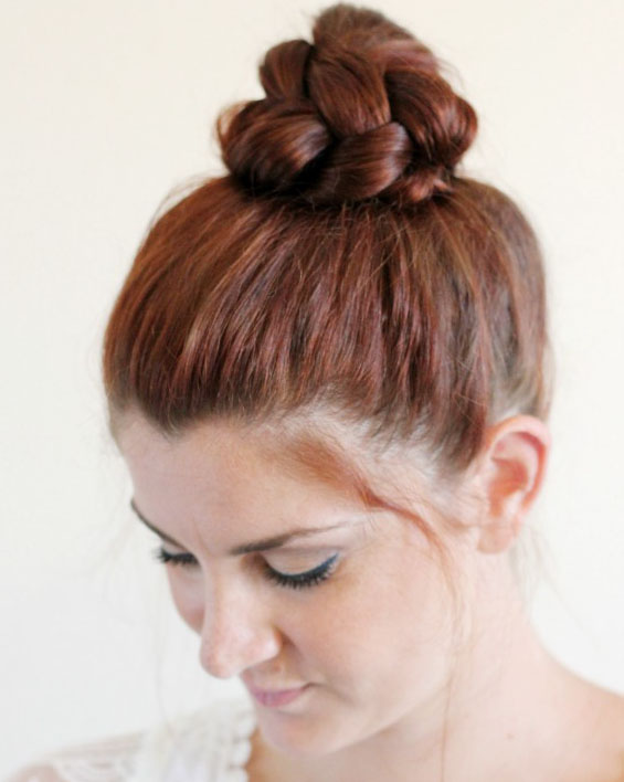 braided top knot hairstyle